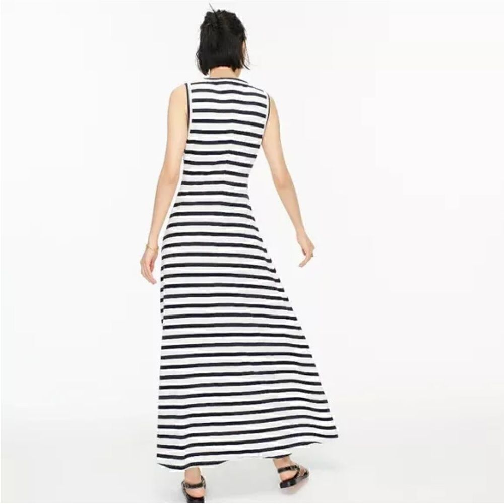 J Crew High-Low Maxi Dress Blue White Stripe Sleeveless Women's XS - Picture 2 of 9